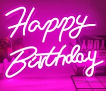 Happy Birthday Neon Sign - Pink