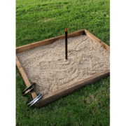 Horseshoe Pit Set with sand and horseshoes
