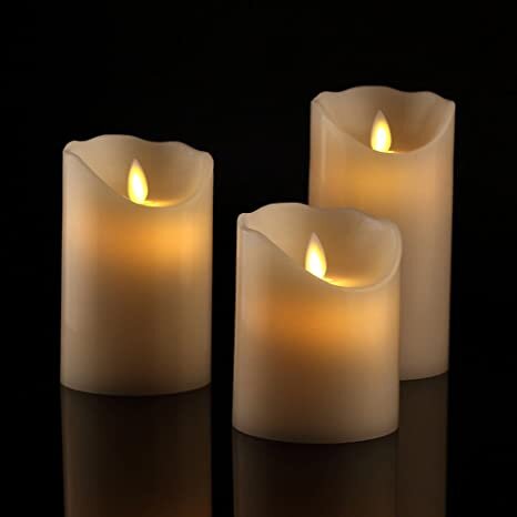 Set off 3 battery powered candles - 1- Small, 1- Medium, 1-Large
