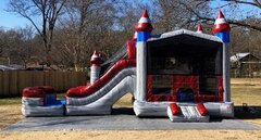 Dry Red Marble Bounce House Slide Combo