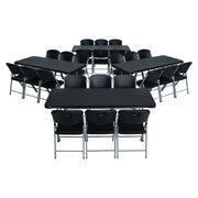 6' BLACK, FOLDING TABLES (4) AND BLACK, FOLDING CHAIRS (24)