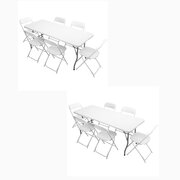 6' WHITE, FOLDING TABLES (2) AND WHITE, FOLDING CHAIRS (12)