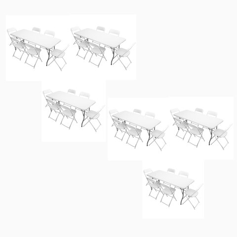 6' WHITE, FOLDING TABLES (6) AND WHITE, FOLDING CHAIRS (36)