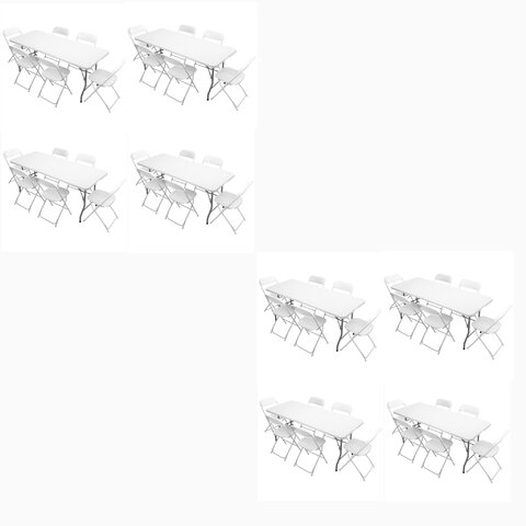 6' WHITE, FOLDING TABLES (10) AND WHITE, FOLDING CHAIRS (50)