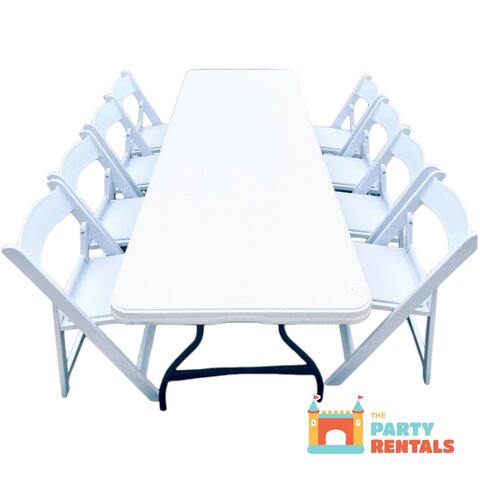 8' Rectangular Table with Resin Chairs 