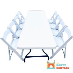 8' Rectangular Table with Resin Chairs 