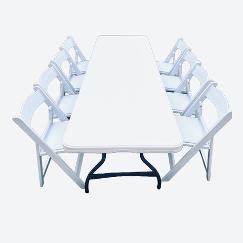 8' Rectangular Table with Resin Chairs 