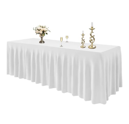 White Spandex Table Linen for 8’ table (floor length)