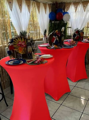 Red Spandex Cover for Cocktail Table