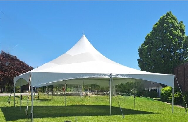 20' x 30' FRAME TENT with partial Clear top)