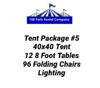 Tent Package #5 - 40x40 Tent, 12 - 8' Tables,  96 White Chairs & 1 Bistro Light Strand