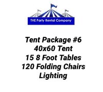 Tent Package #6 - 40x60 Tent, 15 - 8' Tables,  120 White Chairs & 1 Bistro Light Strand