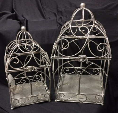 Large Silver Glitter Bird Cage