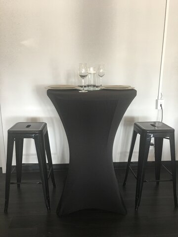 Black spandex tablecloth (bar height)