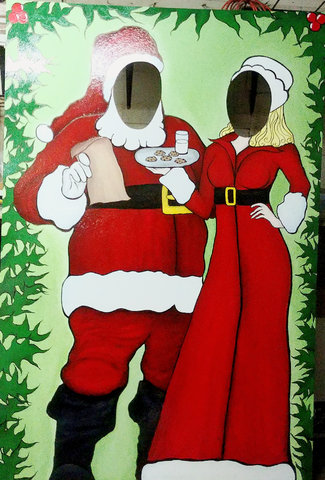 Christmas Face in Hole Photo Stand In Adult Mr & Mrs Claus