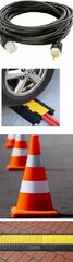 When an extension cord or hose is ran across a Room, Sidewalk, Road way, Parking Lot, etc. Covers are required. They are available in various lengths ranging $10-$30 per, length. Pylons for traffic control are also available, $ 3.00 each
