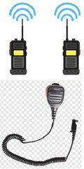 Walkie Talkies With 
Remote Microphone / Speaker feature.
1st pair $95.00,  each addt. pair $85.00