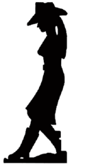 Stampede Silhouettes Western Décor. 
Cowgirl leaning
Many Different ones to choose from.
Starting at $ 25.00