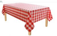 Red and White Checker Single Use Table Cloth, includes 6 clips 