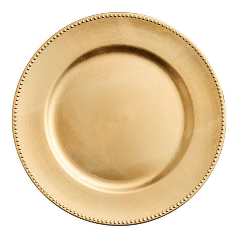 Round gold Beaded Plastic Charger Plate 13