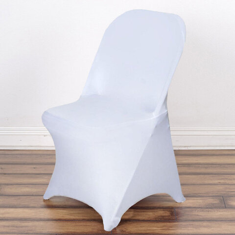 White Spandex Stretch Fitted Folding Chair Cover