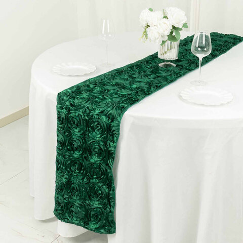 Any color Grandiose 3D Rosette Satin Table Runner 14