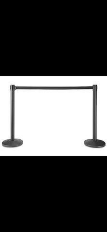 Black Crowd Control Posts with Retractable Belt - Black, 10'