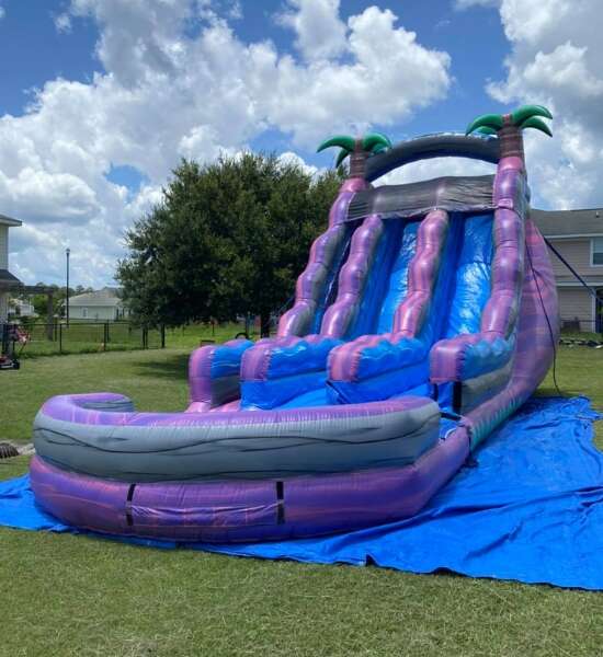 Water slides and inflatables set up for a corporate event in Hinesville GA