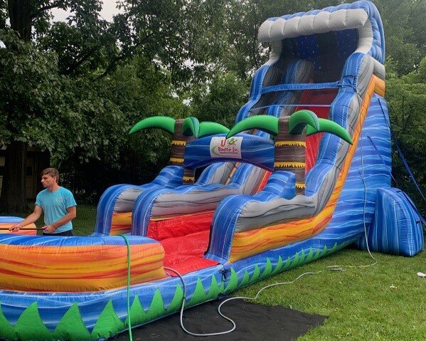Triple Lindy Water Slide w/ Slip N Slide 28ft Tall - AZ Inflatable