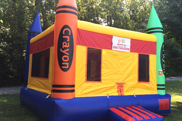 Crayon themed bounce house