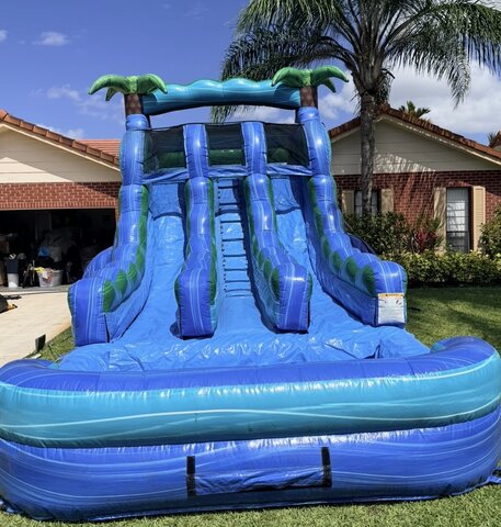 16 Ft Dual Lane Island Drop Waterslide