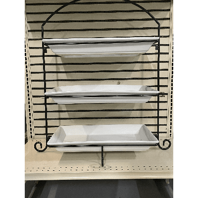 3 Tier Large Rectangular Stand with 3 Large Platters