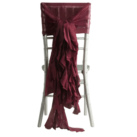 Ruffle Chair Tie Burgundy