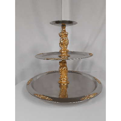 3 Tier 20in H Gold Angels Stainless Serving Tray