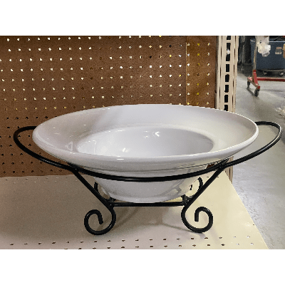 White Bowl 180oz 17in Dia 8 5in Black Stand