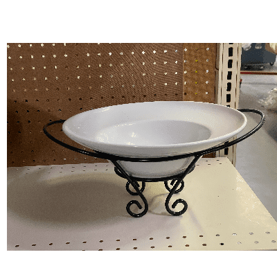 White Bowl 60oz 12in Dia 8 5in Black Stand