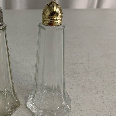 Salt And Pepper Shakers Pair Gold Tops
