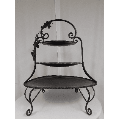 3 Tier Large Black Metal With Grapes