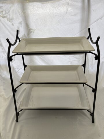3 Tier Rectangular Stand with 1 Large And 2 Small Platters
