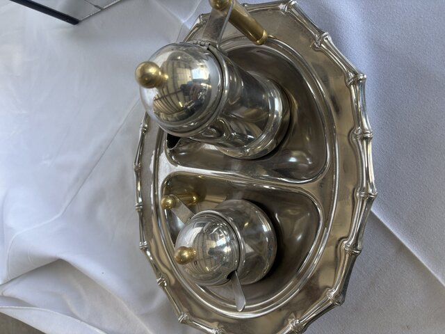 Sugar And Creamer Set Stainless with Small Tray