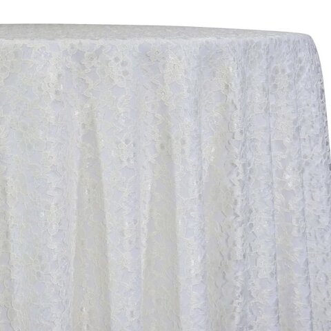 White 15ft No Lining Lace Table Skirting