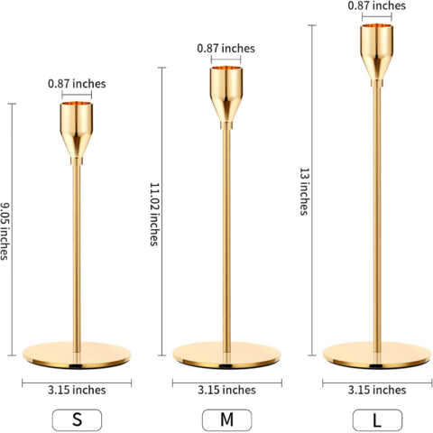 Metal Gold Taper Candle Holder Set of 6