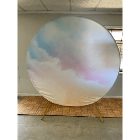 Round Backdrop Clouds Pink and Blue