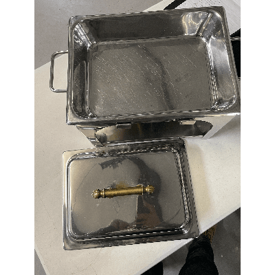 Rectangular 6qt Deluxe Silver with Gold Trim