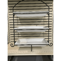 3 Tier Lg Rectanglar Stand w/ 3 Large Platters