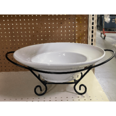 White Bowl 180oz 17 Dia 8.5' Black Stand