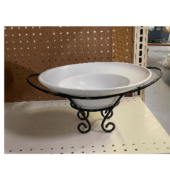 White Bowl 60oz 12 Dia  8.5' Black Stand