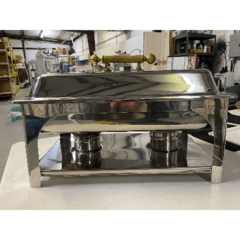 Rectangular 8qt Deluxe Silver w/ Gold Trim