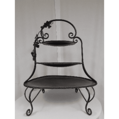 3 Tier Lg Black Metal With Grapes