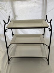 3 Tier Rectangular Stand w/ 1 Large & 2 Small Platters